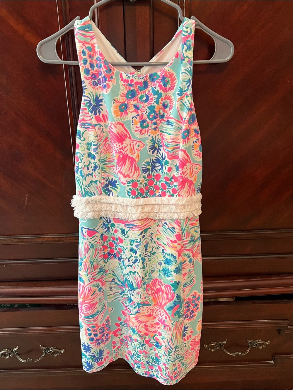 Lilly Pulitzer Pink & Aqua Tropical Floral Tank Dress